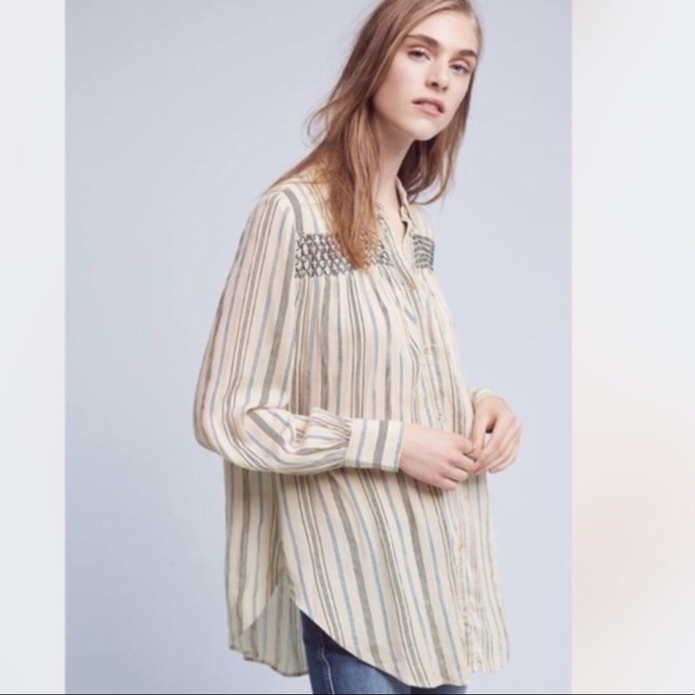 Floreat Anthropologie Northfolk Smocked Top M